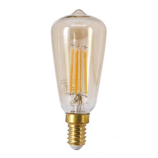 Ampoule E14 Led Filament Dimmable 4w St38 Edison Blanc Chaud 2300k 3500k Silamp Leroy Merlin