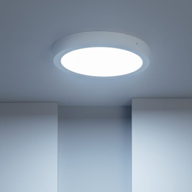 LED Plafonnier Bois Rond 24W, Intérieur Luminaires Plafonnier 6000K (Blanc  froid), Moderne Lampe de Plafond Ø305CM
