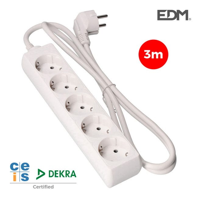 Rallonge électrique 3x1,5mm t/tl 3m blanche edm