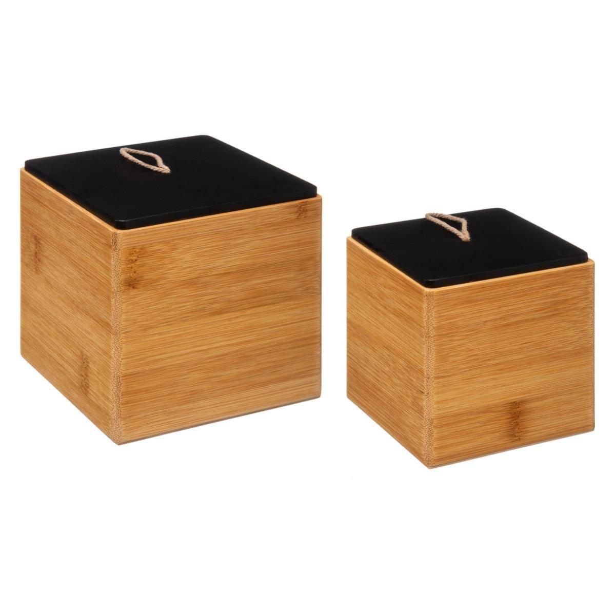 5 Five Simply Smart Tabouret Rangement Bambou Noir - Siège Avec Espace De Stockage