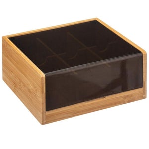 Caja de bambú compartimentada con tapa. Dimensión: 19x25,5x9,5 cm.