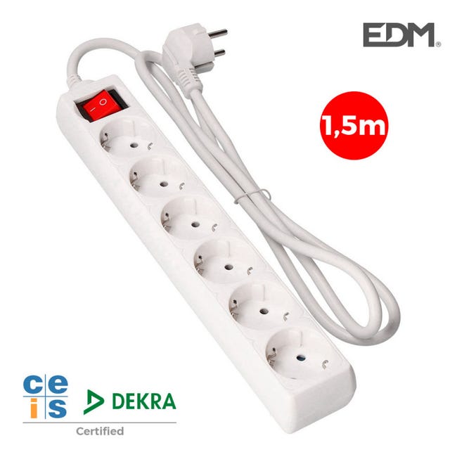 Extensão Elétrica EDM Branco (3 Tomadas - 1.5 m) 