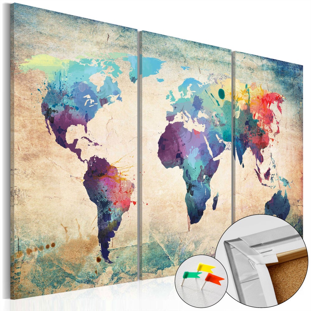 Tableau en liège - Rainbow Map [Cork Map] 60 x 40 cm Artgeist