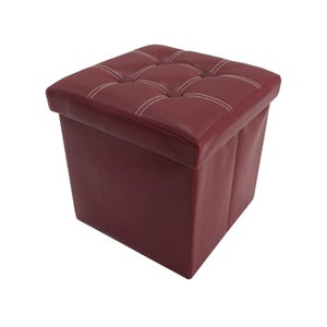 Pouf portaoggetti rosso imbottito con coperchio - Calicanto