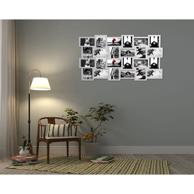 Marco para 6 fotos de pared múltiple 29 x 46 x 1,5 cm, decoración del  hogar. Multimarco portafotos de madera. Portafotos múltipl