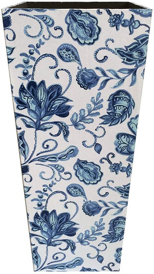 Portaombrelli in ceramica blu fiori design cm 50 h