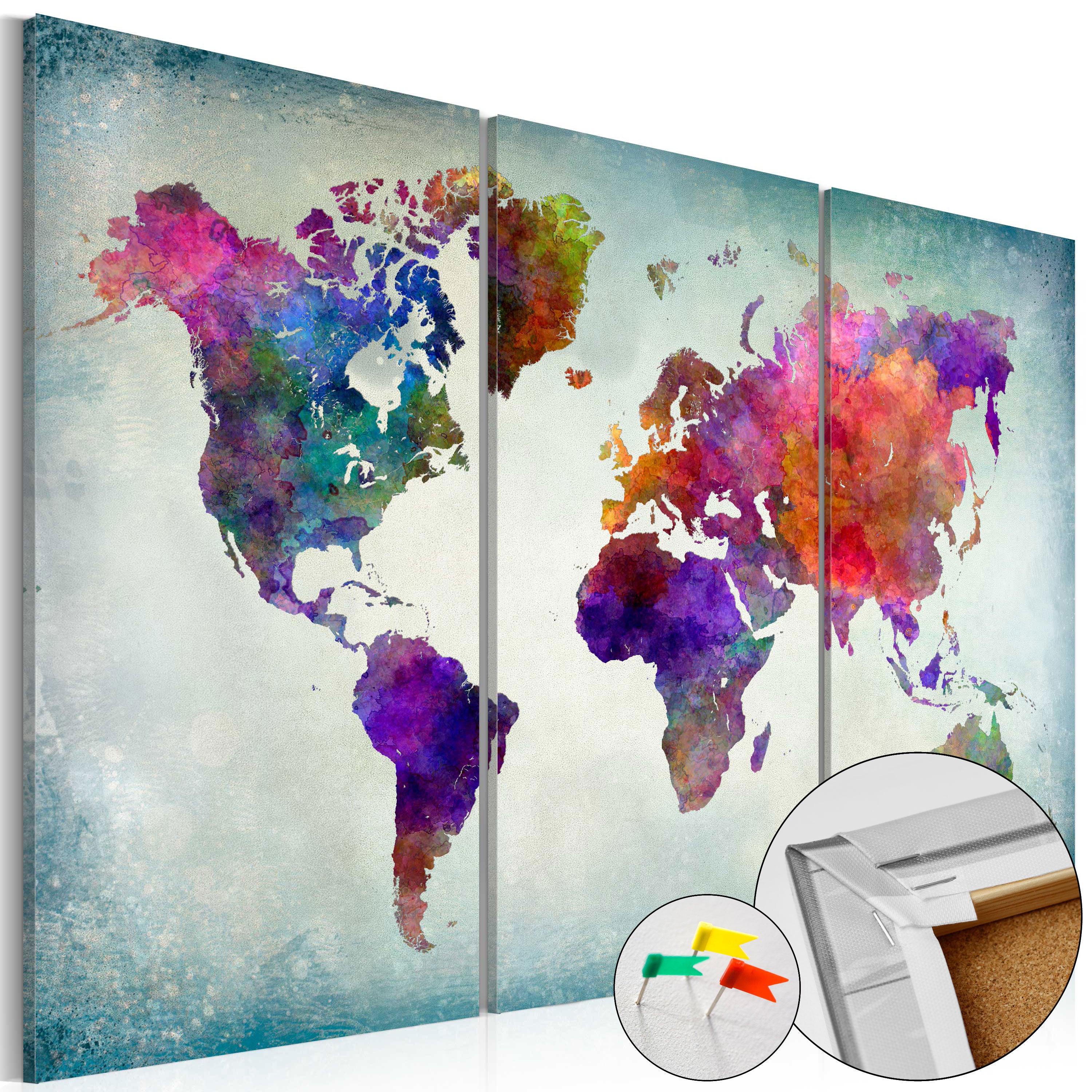 Tableau en liège - World in Colors [Cork Map] - 90x60