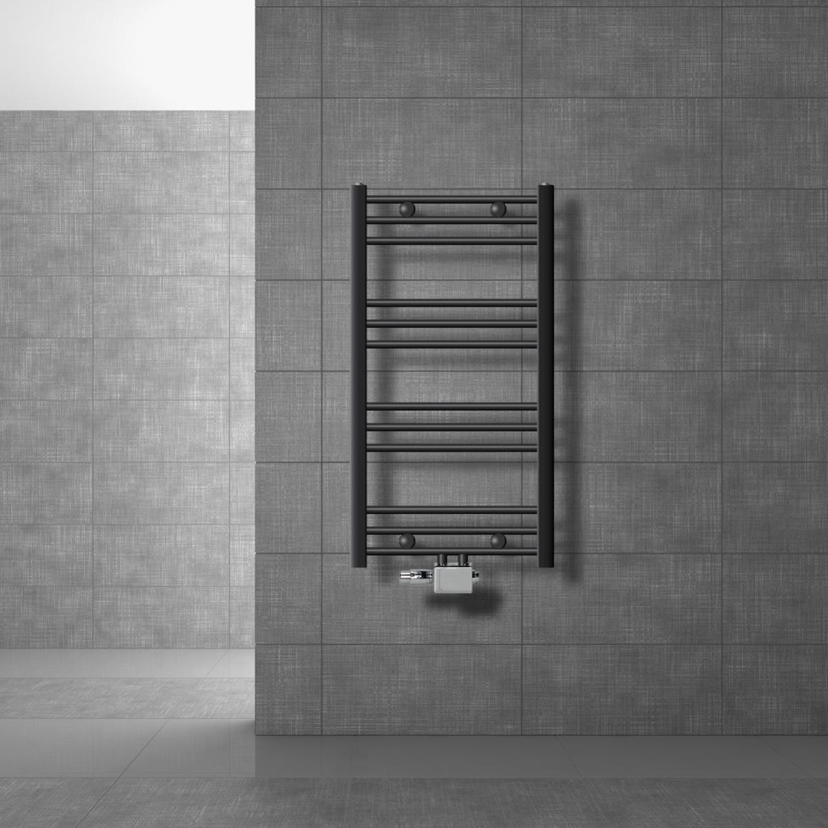 ECD Germany Radiateur de salle de bain blanc Sèche-serviettes droit avec raccordement latéral 400 x 800 mm pas électrique 