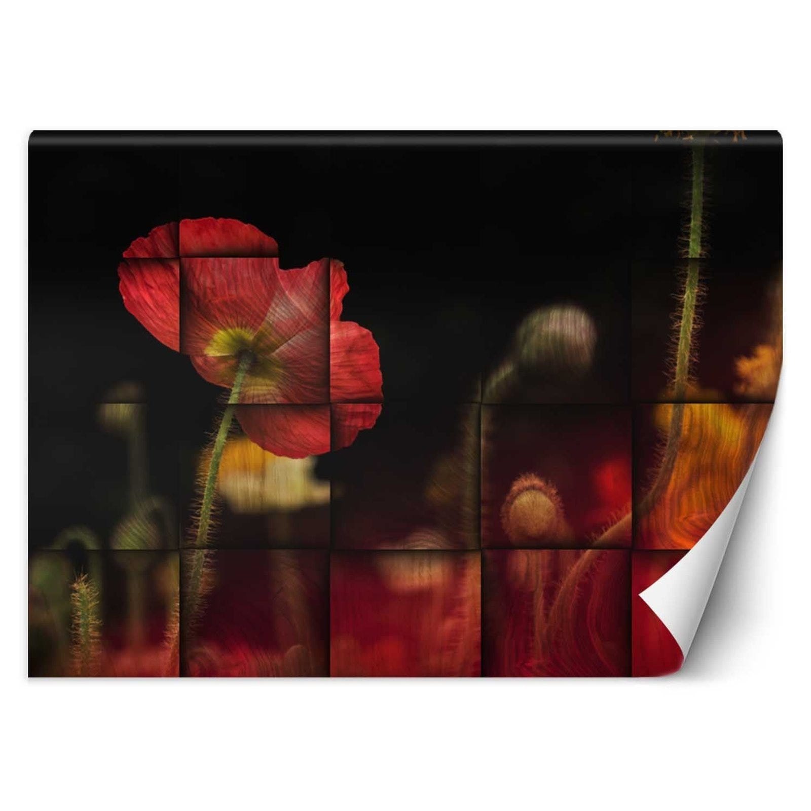 Papier peint fleur de pavot rouge - 200 x 140 cm