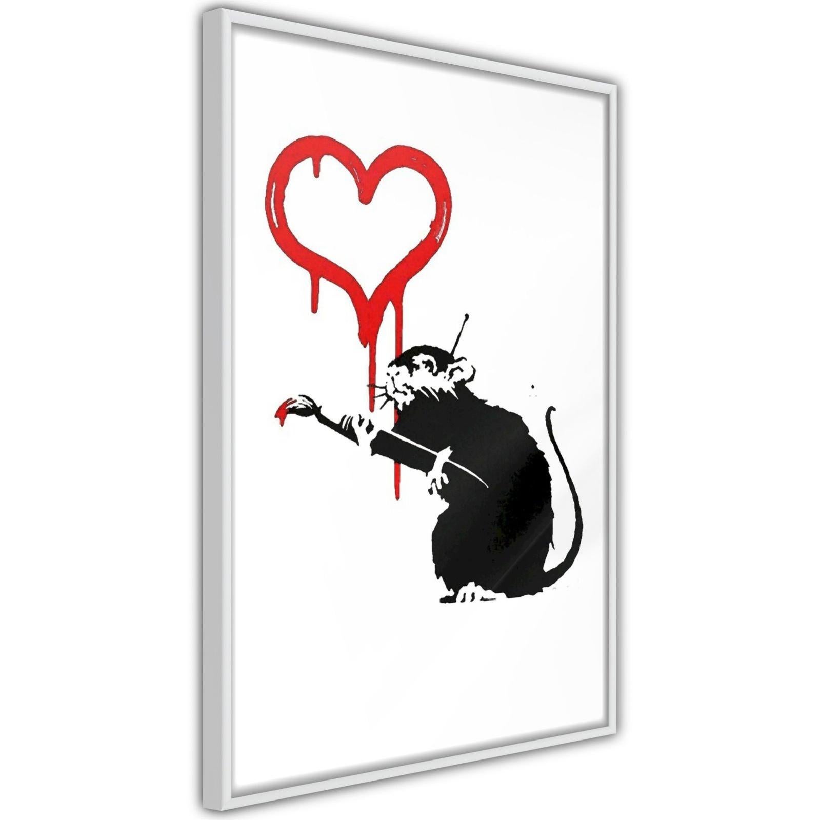 Tableau Cadre Banksy Rat D Amour 30 X 45 Cm Leroy Merlin