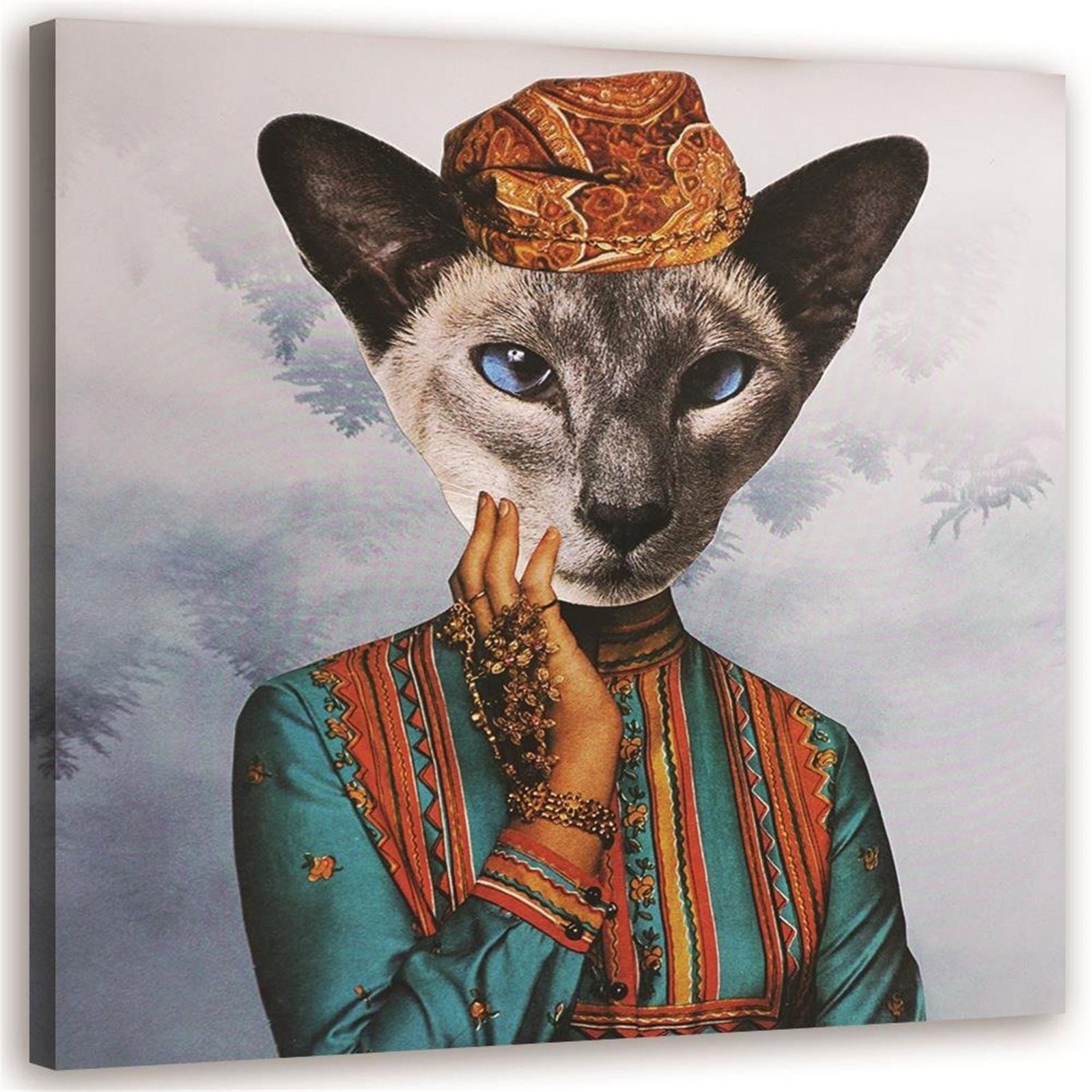 Tableau Femme A Tete De Chat 60 X 60 Cm Leroy Merlin