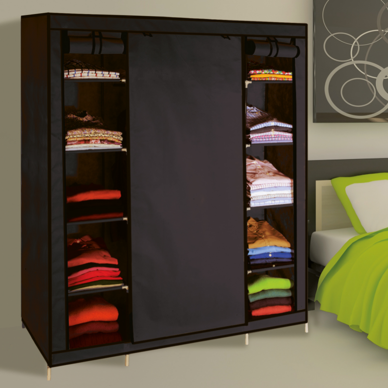 Armoire De Rangement Noire Dressing Penderie Xxl Tissu Leroy Merlin