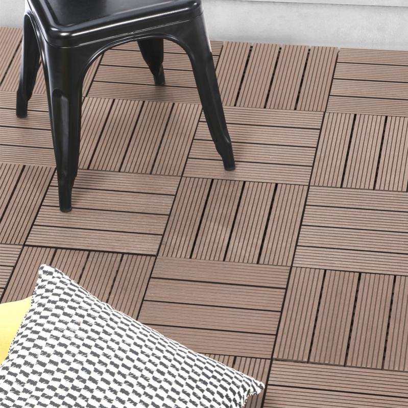 Dalles De Terrasse X5 Clipsables Bois Composite Taupe Leroy Merlin