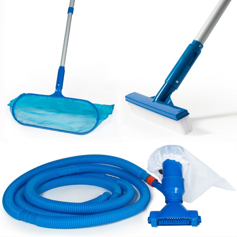 Kit d'accessoires de nettoyage pour piscine - Bleu