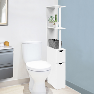 BZR02-W Meuble de Rangement Salle de Bain Meuble WC pour Papier Toilette  Porte Brosse WC SOBUY BZR02-W Pas Cher 