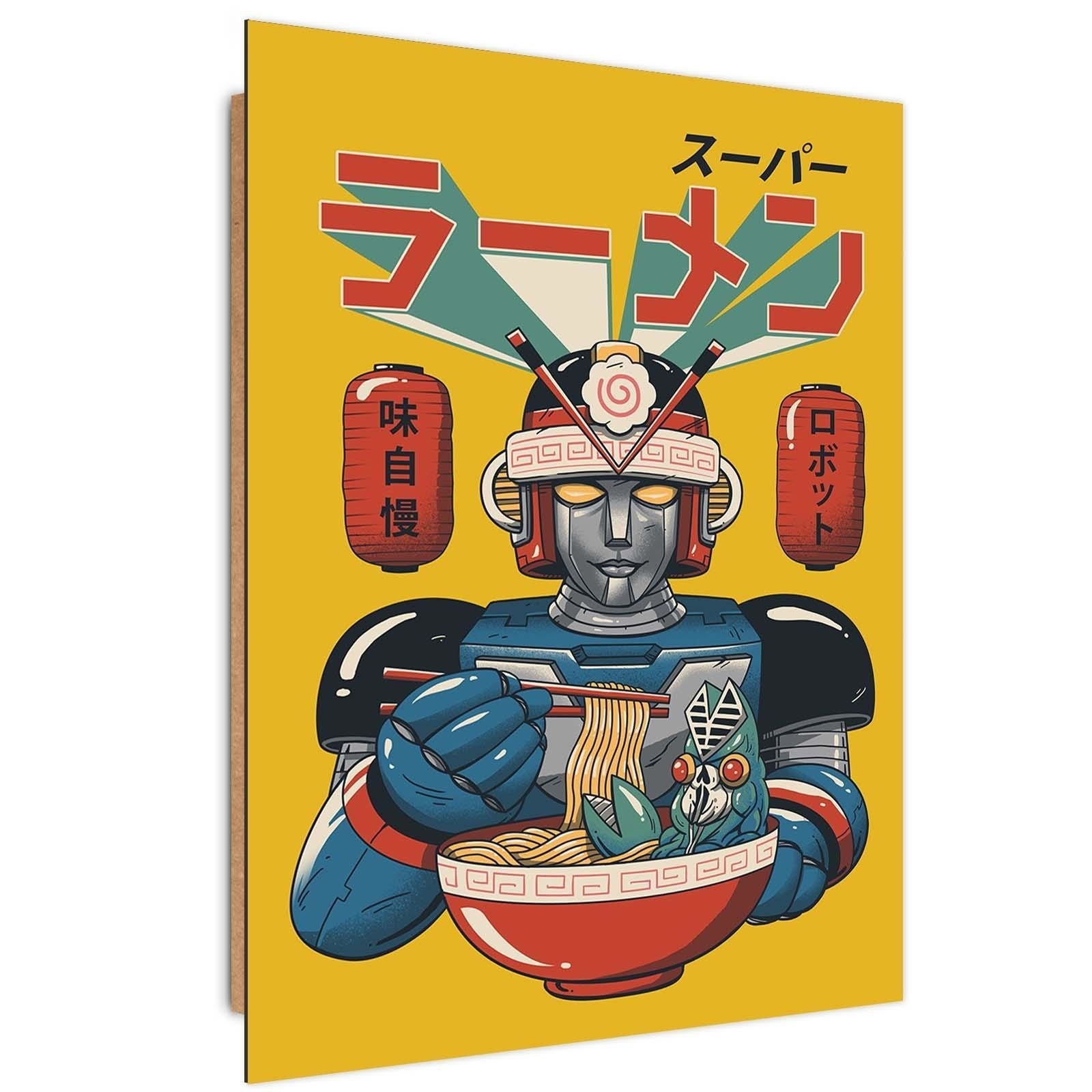 Tableau bois manger robot anime - 40 x 60 cm