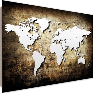 Carte du Monde Géante en bois - 280 cm x 170 cm - Marron - WorlMap