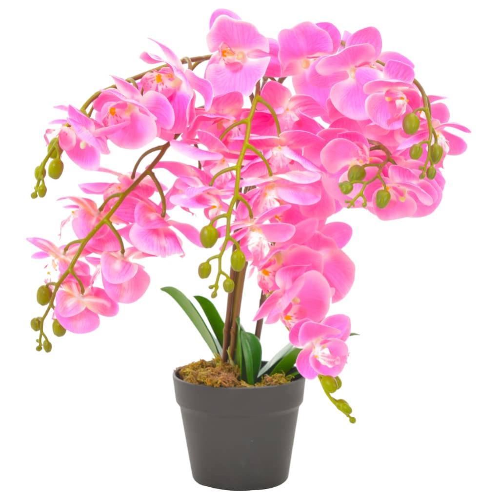 Orchidea artificiale in vaso, decorazione orchidea artificiale, fiori bianchi e gemme verdi, realistica e di alta qualità, orchidea decorativa, altezza: 55 cm, pianta in vaso/pianta decorativa