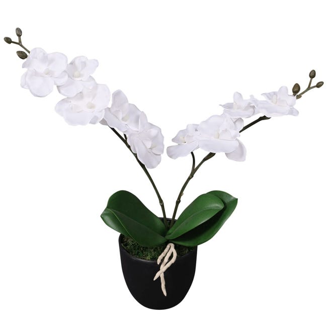 VidaXL Planta artificial orquídea con macetero 30 cm blanca | Leroy Merlin