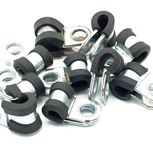 4x colliers de serrage métallique avec insert caoutchouc diamètre 25mm  fixation tube P clip serre cable
