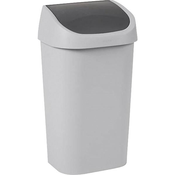 RUBBERMAID COMMERCIAL PRODUCTS Trash Can: Rectangular, Gray, 10 gal Capacity, 11 in Overall Wd