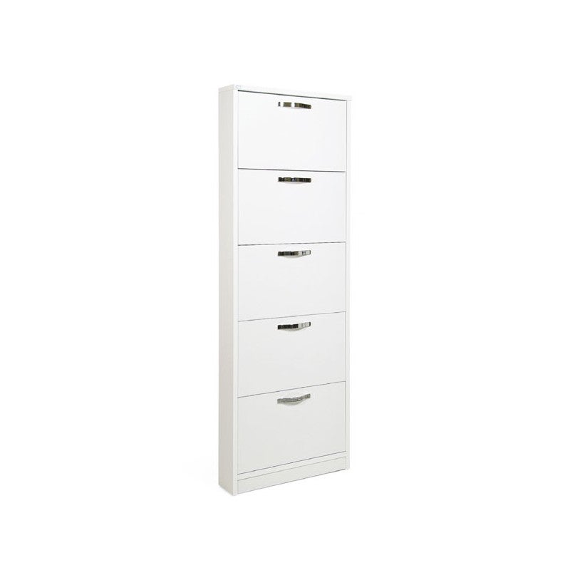 Scarpiera Slim Bianco Frassinato in legno nobilitato 5 ribalte cm