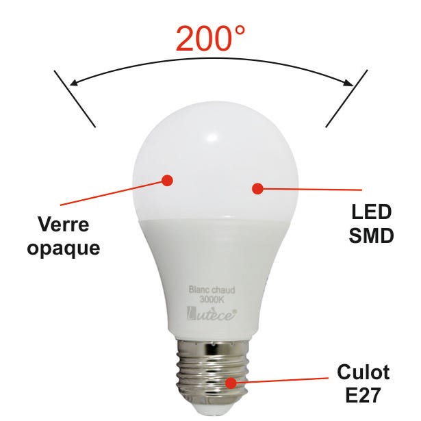 Ampoule boule LED 11 watts E27 1055 lumen lumière blanc chaud V