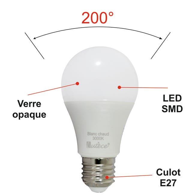Lot de 10 ampoules LED B22 4,5W 330Lm 3000K - garantie 5 ans