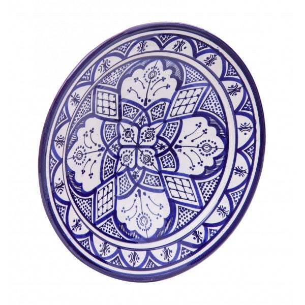 Biscuits Plato decorativo 35x35x7 cm, Plato de cerámica artesanal marroquí, Decoración de cocina, Platos decorativos pintados a mano