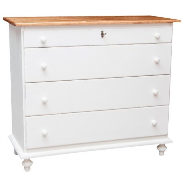 Armoire Biscottini En Bois Massif De Tilleul, Finition Shabby Blanche Vieillie L130cm