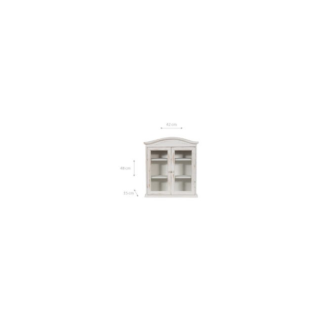Biscottini Vitrina de cocina de madera 76x46x14,5 cm, Vitrina blanca  shabby chic 2 estantes, Armario de pared de baño blanco 2 puertas