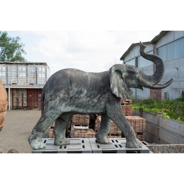 Biscottini fuente elefante de bronce fundido - decoración grande de jardín - fuente grande de exterior l320xpr120xh210 cm