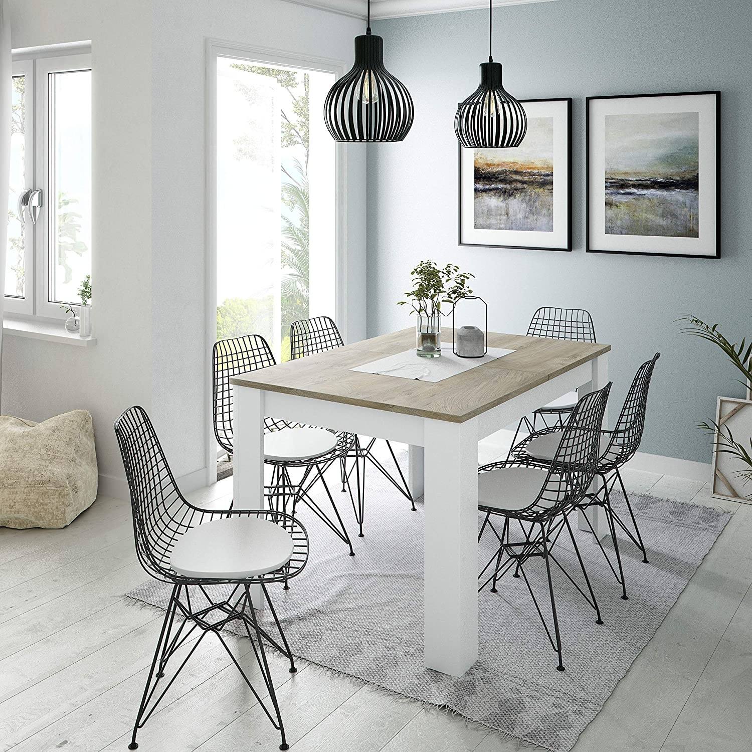 Table à rallonge Midland, Console extensible pour salle à manger, Table de  cuisine ouvrante avec rallonge, 140/190x90h78 cm, Chêne gris et blanc