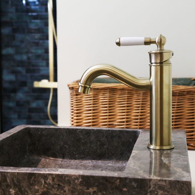 Robinet de lavabo/vasque en cuivre brossé style rétro pour salle