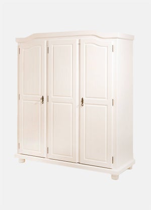 Armadio 3 ante con specchio bianco pino massello shabby chic