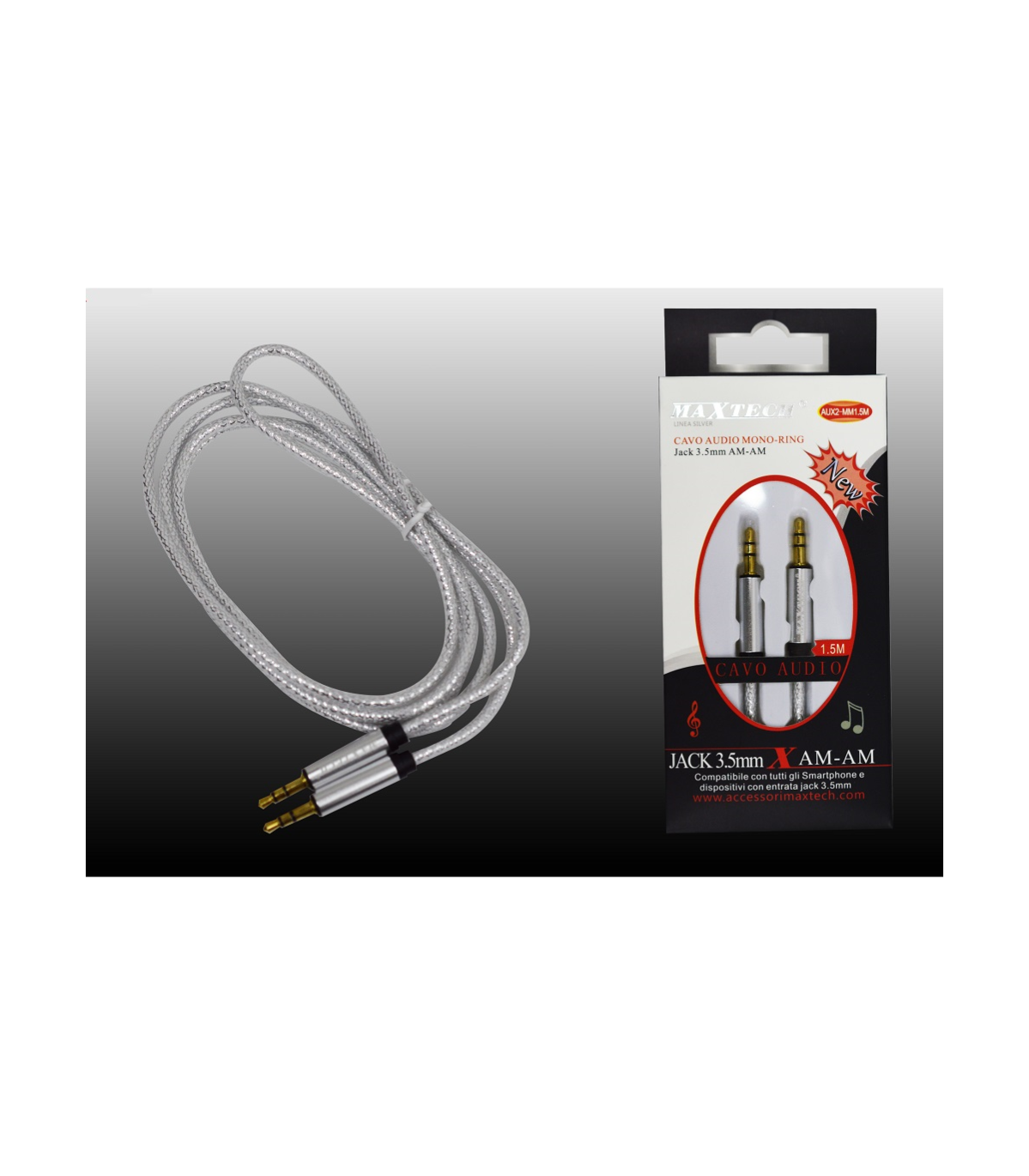 CAVO AUDIO JACK 3,5MM AM/AM 1,5MT PROLUNGA AUX PER SMARTPHONE MAXTECH  AUX2-MM1.5M | Leroy Merlin
