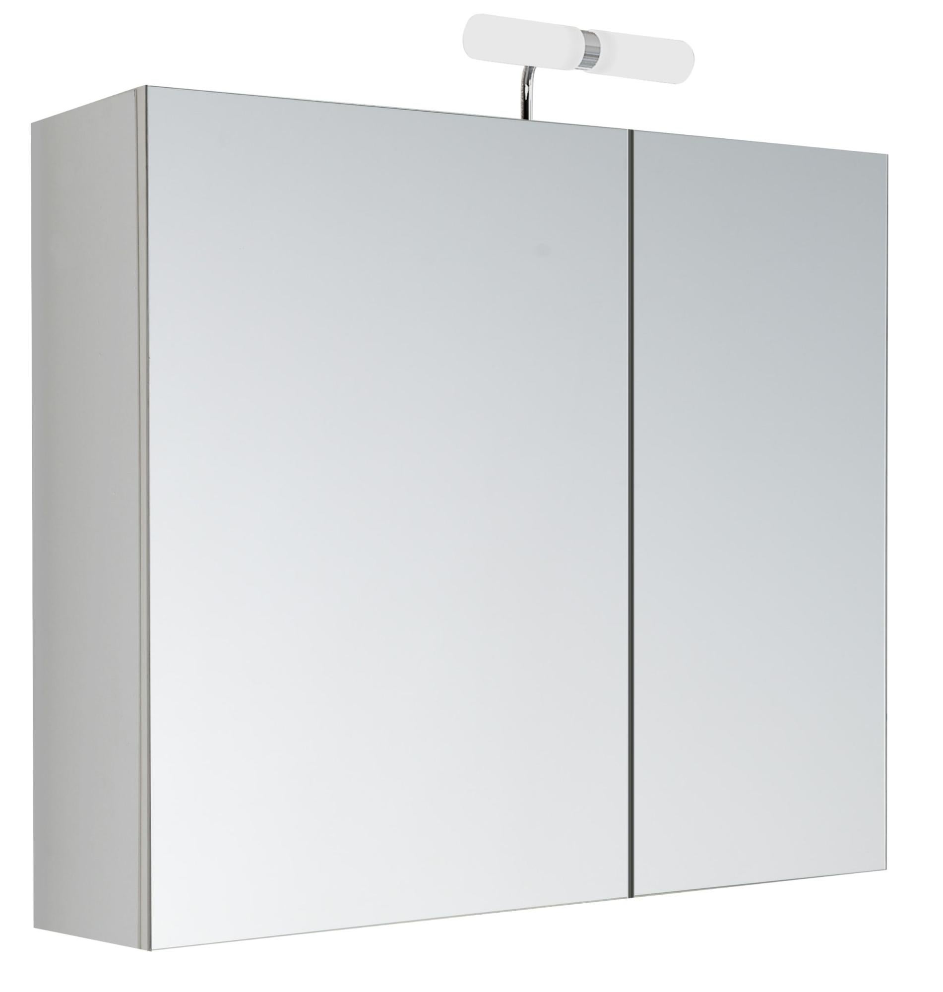 Armoire de toilette éclairante 2 portes miroir KLE'O 60 cm Blanc mat Leroy Merlin