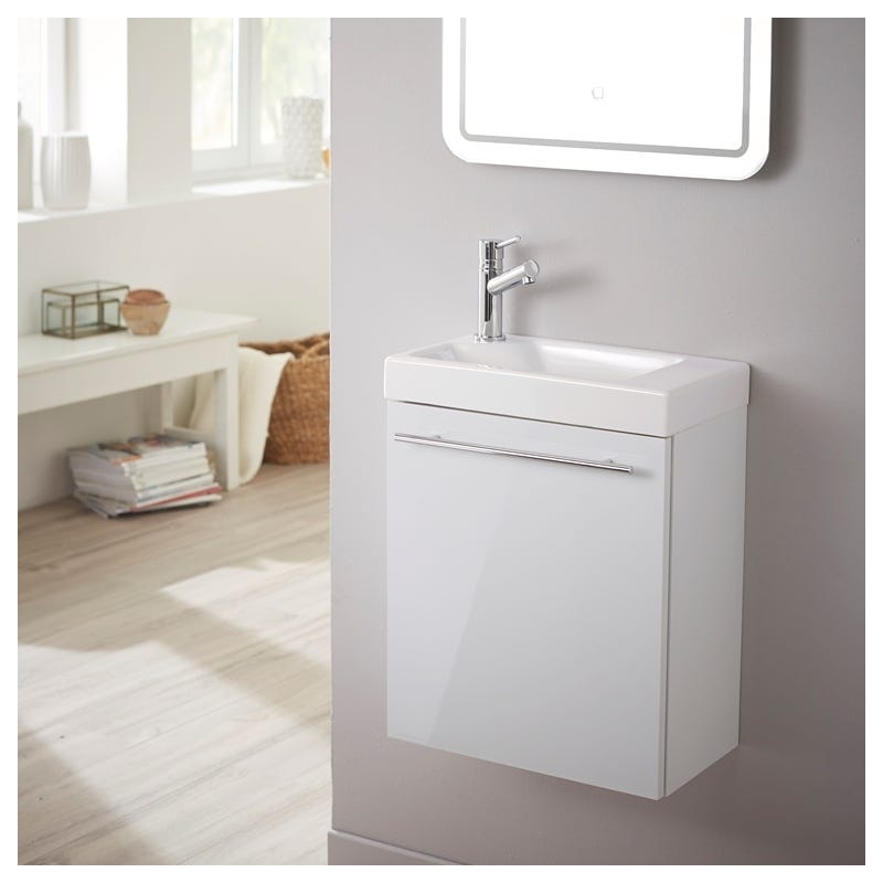 Meuble lave-mains pour wc blanc design avec robinet eau froide
