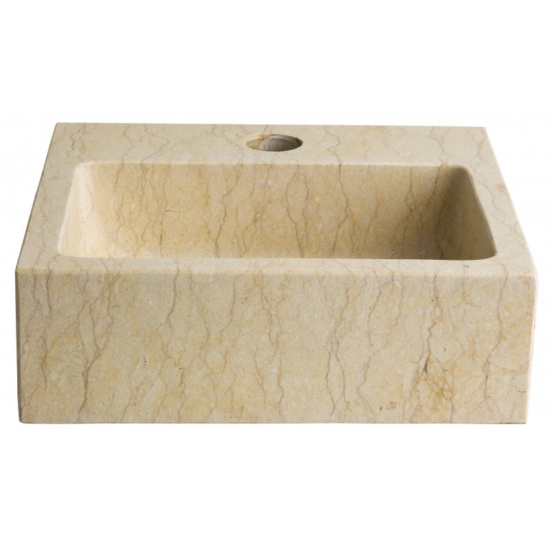 Des WC chics : un lave-main en chêne naturel avec une vasque en pierre  naturelle calcaire. - pop nat…