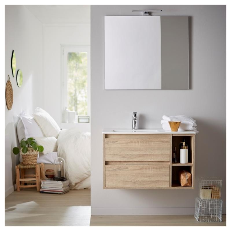 Meuble De Salle De Bain Venus 80 Couleur Chene Cambrian Leroy Merlin