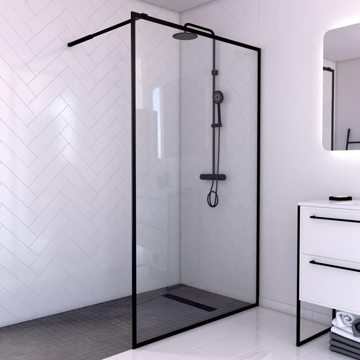 Paroi de douche en verre DARK EDGE Noir 120 cm Verre Leroy Merlin