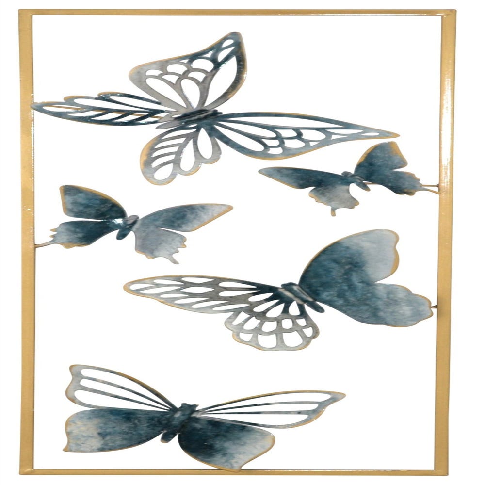 Décoration murale en métal - Saison des papillons - L 119,5 x H 59 cm