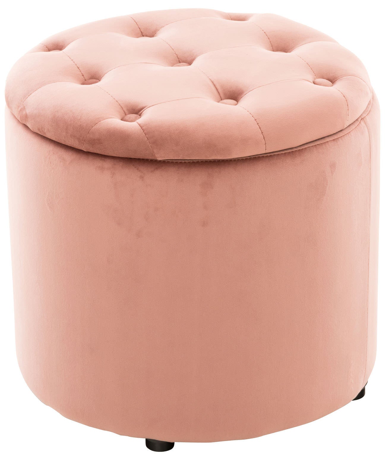 Pouf en velours noir - Coffre de rangement - Ø42cm