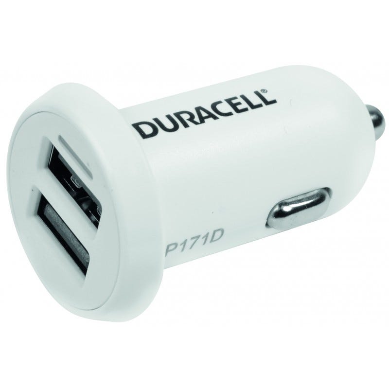 Chargeur double usb voiture 12V, blanc 2.4+1A
