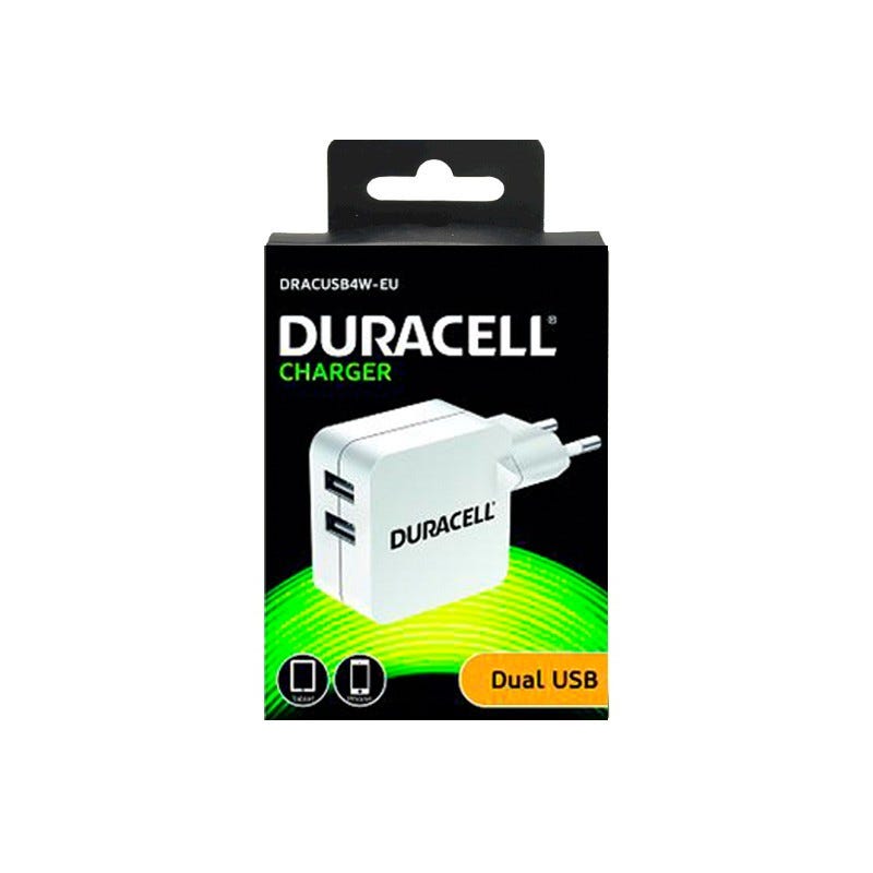 Chargeur usb double duracell blanc