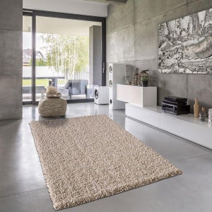 Tapis salon silchou beige 80x150 oeko tex® en polyester doux et