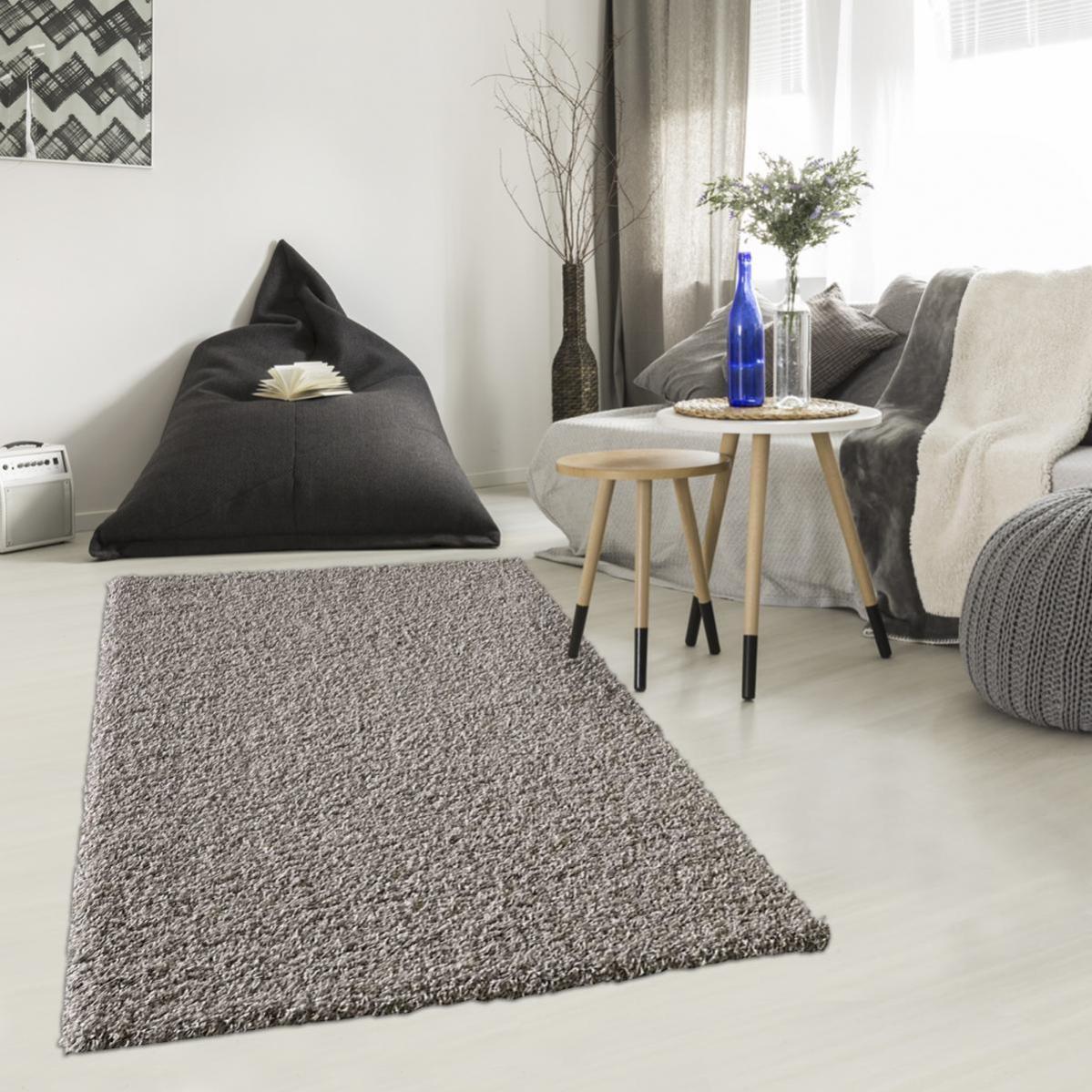 Tapis Shaggy Poils Long 120x170 Cm Rectangulaire Shaggy Simple Gris Salon Adapte Au Chauffage Par Le Sol Leroy Merlin