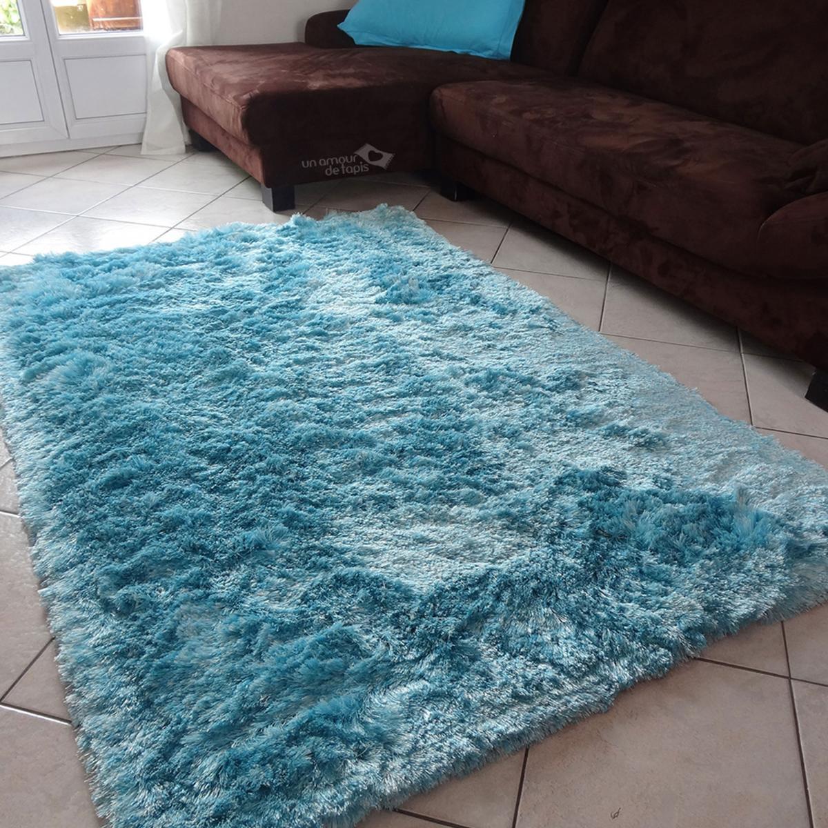 Tapis Shaggy Poils Long 90x160 Cm Rectangulaire Sg Fin Bleu Chambre Tufte Main Adapte Au Chauffage Par Le Sol Leroy Merlin