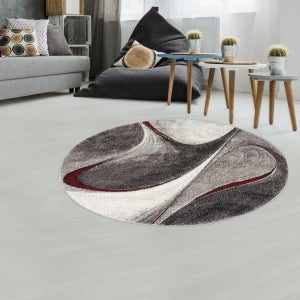 Tapis rond en jute ⌀ 120 cm rouge et beige MENEMEN