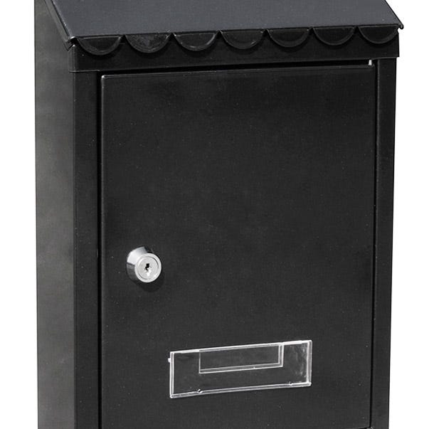 Buzón de correo de acero en negro de 28.5x24x10 cm